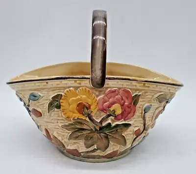 Buy Vintage H.J Wood England Indian Tree Hand Painted Floral Ceramic Basket • 7.99£