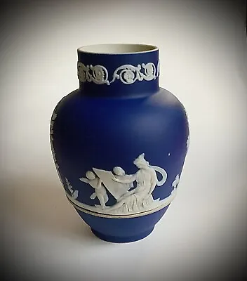 Buy An Early Adams Jasper Ware Cobalt Blue Baluster Vase  C1896+ • 10£