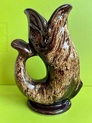 Buy Fosters Studio  Pottery Gluggle Glug Fish Jug Vase 20 Cm Brown Gurgle • 17.95£