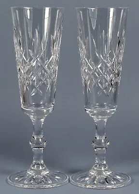 Buy Edinburgh Crystal, Lomond, 2 X Champagne Flute Glasses, 19.2cm Signed #2 • 39.99£