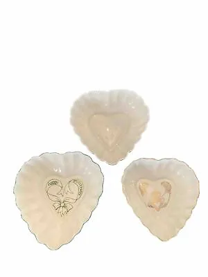 Buy Vintage Belleek Irish Porcelain Heart Candy Dishes Set Of 3 Claddagh, Valentines • 27.51£