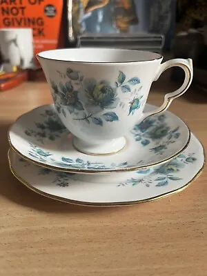 Buy Vintage Queen Anne Bone China Blue Floral Tea Cup And Saucer • 9.90£