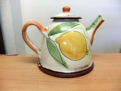 Buy Kevin Warren Studio Pottery Teapot. Slipware With Lemon Design. 15cm High. • 45£