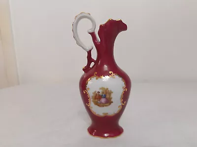 Buy Vintage Limoges Vase Jug Red Ceramic Vase Fragonard Courting Couple • 17.95£