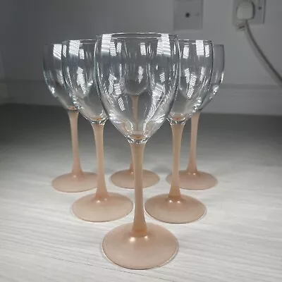 Buy Vintage Set Of 6 Wedgewood Wine Glasses Frosted Peach Stem Fine Dining Party • 34.95£