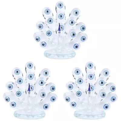 Buy Clear Glass Peacock Figurine Miniature Animal Sculpture Decorative Centerpiece • 45.59£