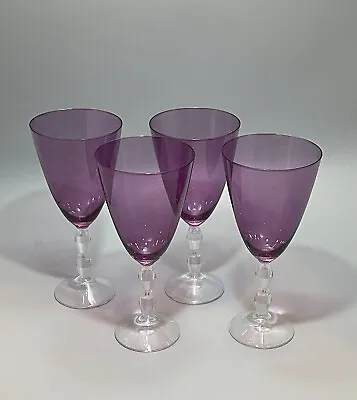 Buy 4PC Amethyst Tall Clear Diamond Stem Crystal Wine Water Goblet Glasses 9”. 18oz • 113.99£