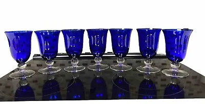 Buy Set Of 7 Pfaltzgraff VILLA DELLA LUNA? 16Oz Cobalt/Clear Ball Glassware Goblets • 84.24£