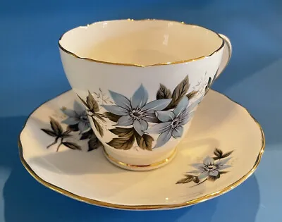 Buy Royal Stafford CHELSEA BLUE BONNET Tea Cup & Saucer White Blue Green Gold Trim   • 14.19£