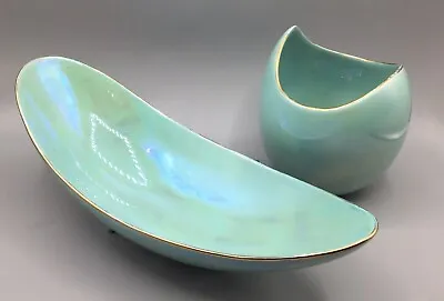 Buy Vintage Carlton Ware Bowl & Vase With Turquoise Lustre Glaze • 75£