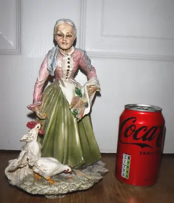 Buy Vintage Capodimonte Lady Feeding Her Chickens Figurine ~ RARE • 29.99£