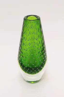 Buy Randsfjord, Norway Vintage Controlled Bubble Green Art Glass Vase, 14.5 Cm High • 45£