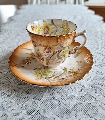 Buy Aynsley Bone China Demitasse Tea Cup & Saucer, Iris Floral Pattern Circa 1891 • 22.99£