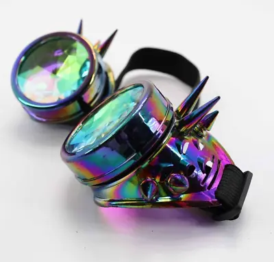 Buy Rainbow Steampunk Goggles Retro Cyber Punk Glasses Victorian Goth Cosplay • 9.99£