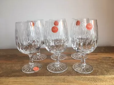 Buy 6 Vintage Webb Corbett Crystal Wine Glasses Goblets 17 Cms High With Labels VGC • 30£