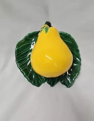Buy Pear Ceramic Wall Pocket - Yellow Pear With Green Leaves - Vintage Midcentury • 23.68£