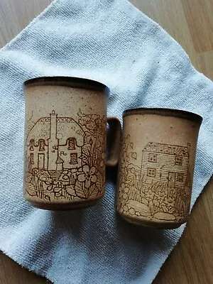 Buy 2x Vintage Dunoon Ceramics Stoneware Mugs Country Cottage Garden Floral Scotland • 6£