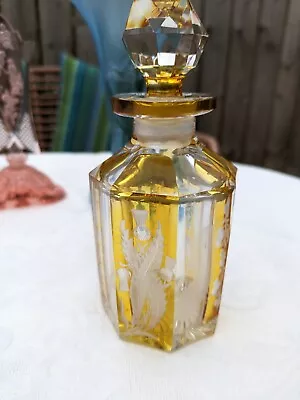 Buy Antique Czech Bohemian Crystal Cut Glass Perfume Bottle 16cms • 80£