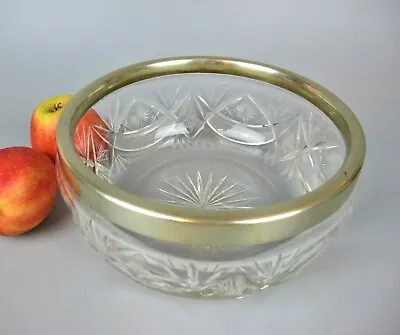 Buy Cut Crystal Glass Bowl. Silver Plated Rim. Salad Fruit Trifle. Vintage. 8.25  • 15.99£
