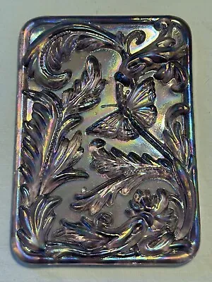 Buy FENTON Purple Glass Butterfly Raised Relief Panel-Plate-Window Plaque W/Label • 55.91£