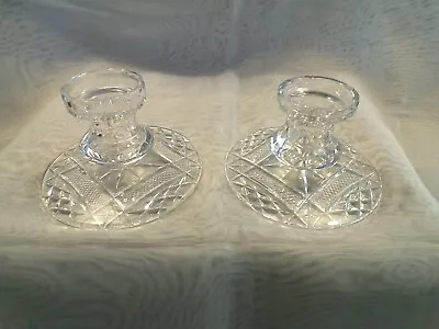 Buy Short Cut Glass Candle Holders • 10.50£