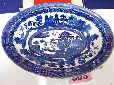 Buy Johnson Brothers Blue Willow 9  Oval Vegetable Bowl England Vintage 1960's (F) • 19.99£