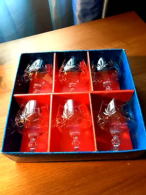 Buy Stunning Vintage Set Of Six Bohemian Wellington Cut Crystal Glass Brandy Glasses • 48£