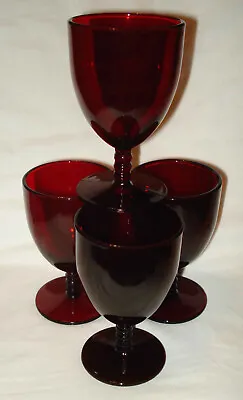 Buy 4 Anchor Hocking Royal Ruby Red Glass Footed Stem 5 ¼” Water Goblets Tumbler Set • 19.25£