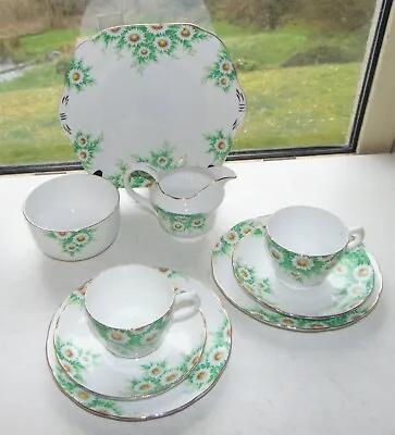 Buy Staffordshire China Daisy Pattern Tea For Two  9 PC Cups Saucers Plates 1940s • 12£