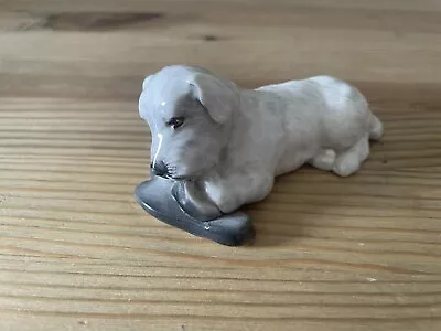 Buy Vintage BRANKSOME China England H-PAINTED Porcelain Figurine Dog W/ Shoe Statue • 50£