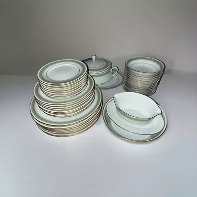 Buy RC Philippines By Noritake Porcelain Dinnerware Set - Green, Gold, White (40 Pc) • 50£