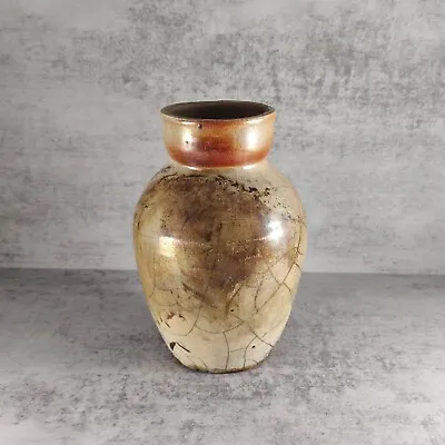 Buy Vintage Pottery Flower Vase 7in Handmade Signed Abstract Organic Flawed (AS IS) • 9.48£