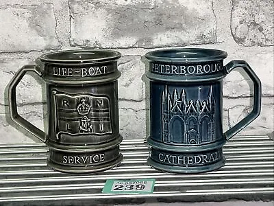 Buy 2x VTG Holkham Pottery RNLI Lifeboat WAVENEY & Peterborough Cathedral Cups Mugs • 14.50£