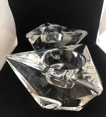 Buy Pair Orrefors Crystal Triangle Tea Lights Art Glass Candle Holder Sweden Signed • 18£