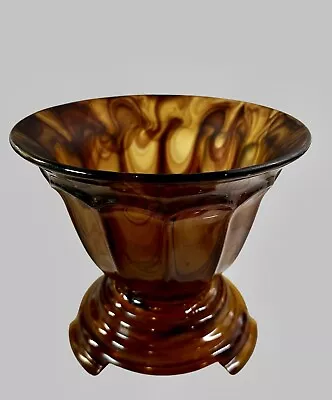 Buy Art Deco Bowl & Stand By George Davidson Amber Cloud Glass, Circa 1930s • 60£