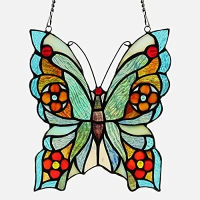 Buy  Butterfly Stained Glass Window Hangings, Handmade Suncatcher Butterfly Green • 73.10£