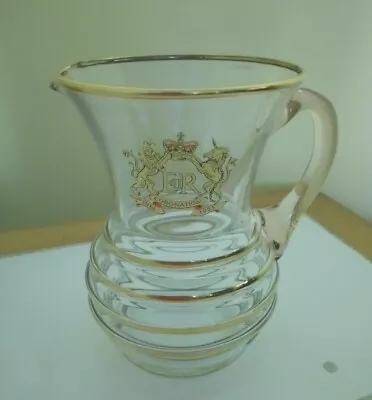 Buy Vintage Commemorative Queen Elizabeth II Coronation 1953 Small Glass Whisky Jug • 9.95£