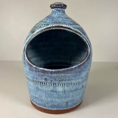 Buy Studio Pottery Stoneware Glazed Salt Pig Blue Beautiful Detail 7.5 Inch • 25£