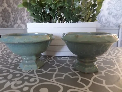 Buy Wade Pair Of  Vintage Green / Blue Posy Pedestal Bowls • 9.99£