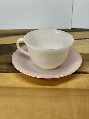 Buy Vintage Fire King Oven Ware Pink Swirl Cup & Saucer • 14.23£