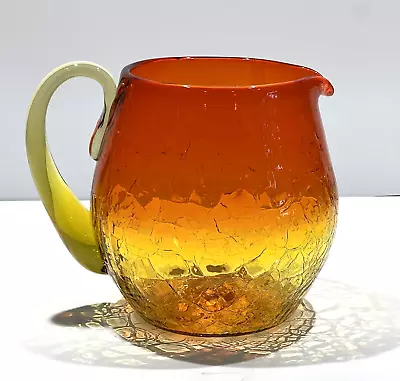 Buy Vintage Rare Unique Blenko Amberina Crackle Glass Pitcher 6  Tall GLOWS! • 80.63£