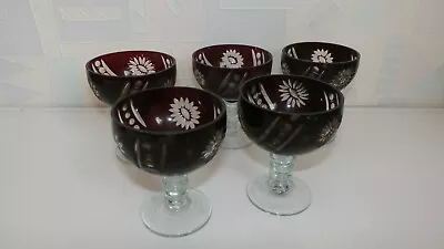 Buy Colored Crystal. Glasses. Wine Glasses. Bordeaux Color. Crystal From Bohemia • 52.18£