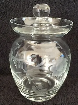 Buy Delicate Stylish Etched Crystal Lidded Preserve Jar Pot Honey Jam Relish • 9.99£