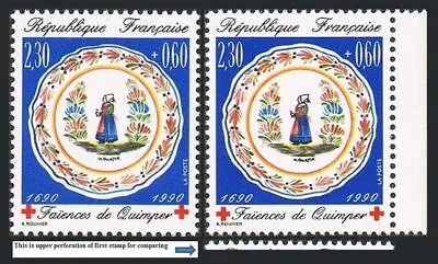 Buy France B614,B614b,MNH.Mi 2773A-2773C. Red Cross 1990.Brittany Ware Falence Plate • 1.58£
