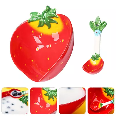 Buy  Strawberry Design Bowl Ceramic Kids Dinnerware Sets Children's Tableware • 25.15£