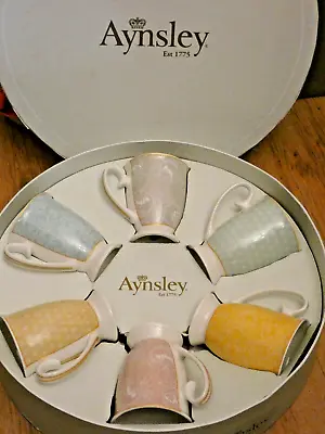 Buy Aynsley - Laurette - Set Of 6 Mugs In Hat Box - All Different - Pastel Colours • 39.99£