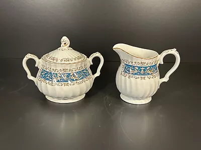 Buy Rialto Blue Creamer And Sugar Bowl By Mott Ironstone Ware Made In England • 47.28£