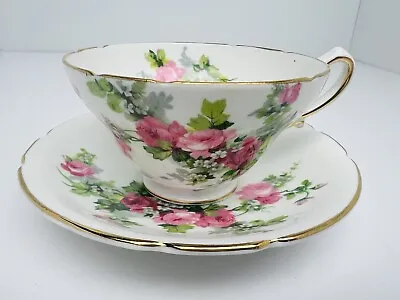 Buy Stanley Fine Bone China England Teacup Saucer Set Pink Roses White Flowers 1875 • 17.03£