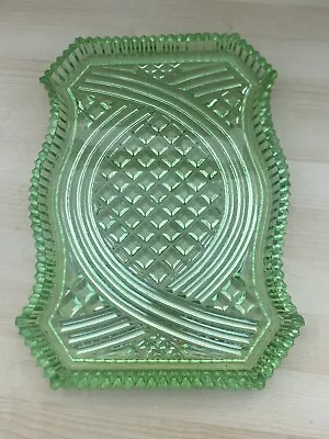 Buy Green Glass Sandwich Pattern Serving Plate Dish Excellent Condition • 10.12£