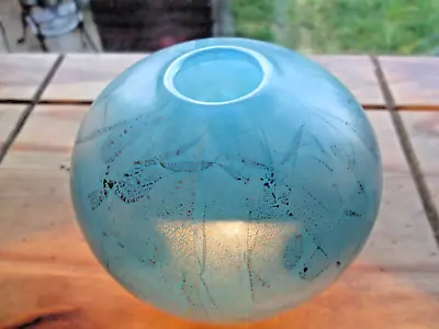 Buy RARE 1986 Isle Of Wight Studio/Art Glass Vase MICHAEL HARRIS  Azurene Turquoise • 85£